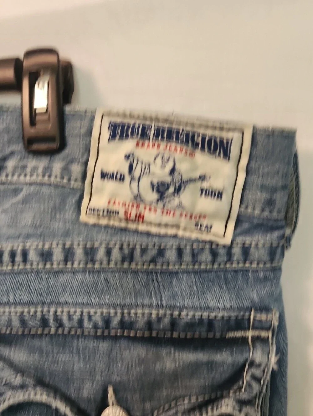True Religion Jeans Blue Denim with Red Logo Tag